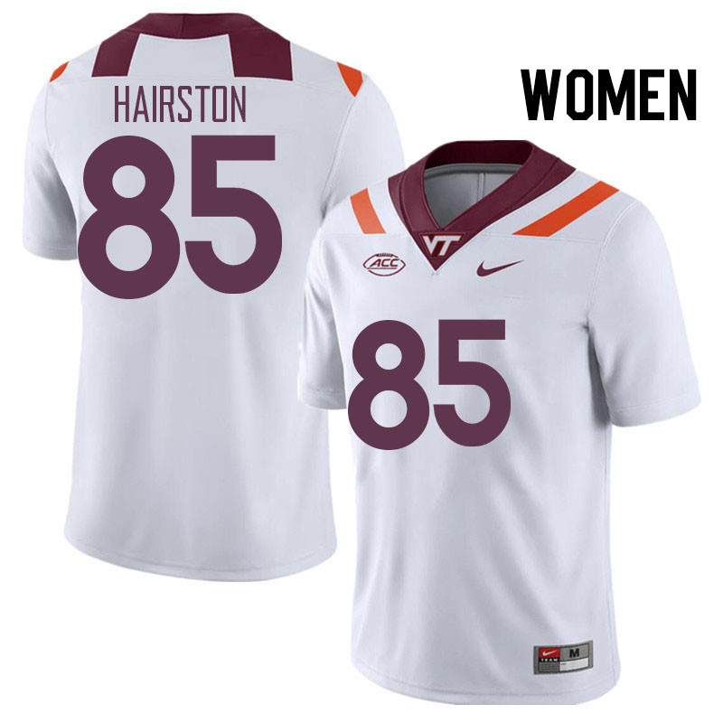 Women #85 Ja'Ricous Hairston Virginia Tech Hokies College Football Jerseys Stitched Sale-White - Click Image to Close